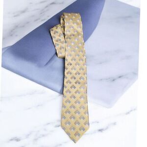 Michael Kors Men's Luxury 100% Silk Geometric‎ Pattern Tie in Yellow and Blue